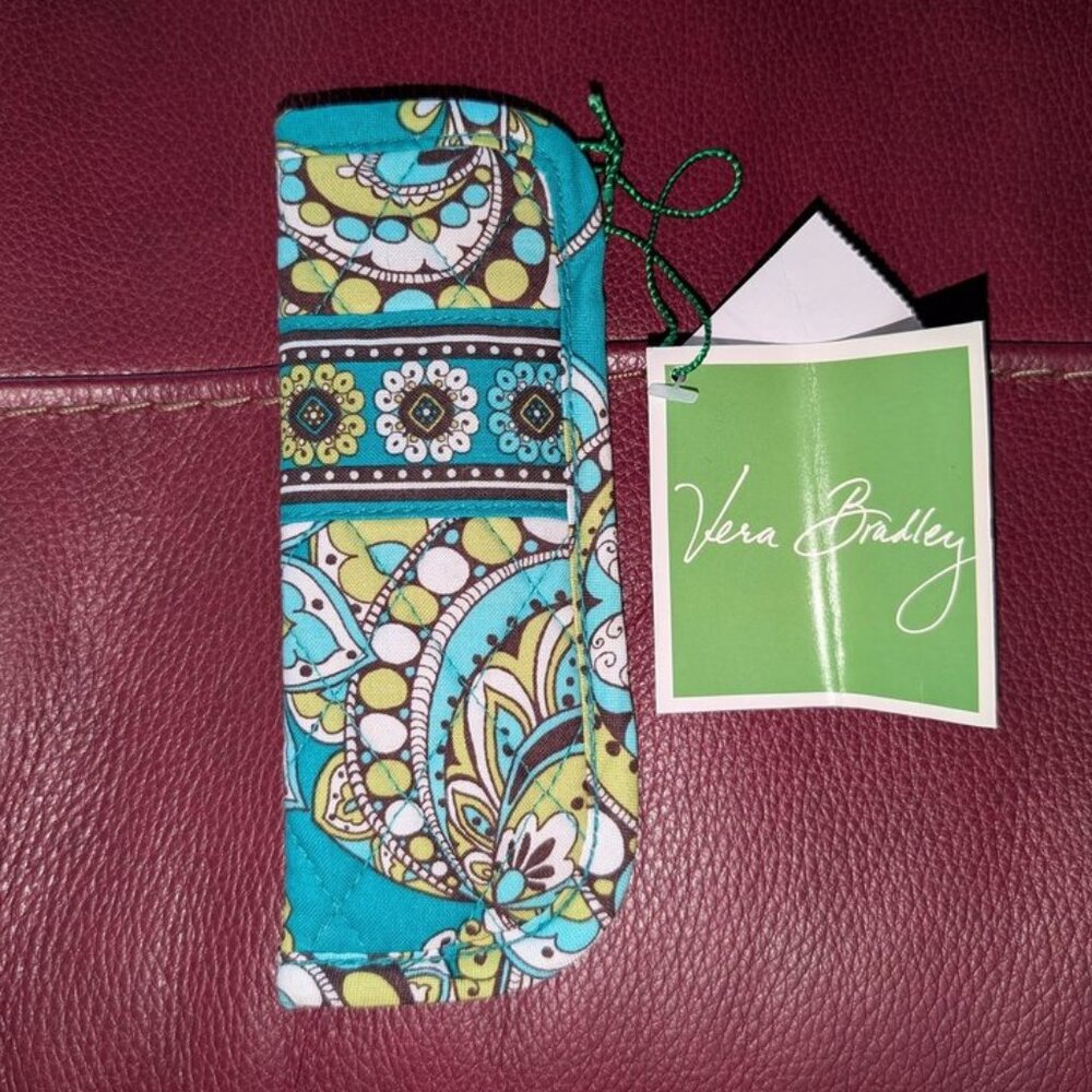Vera Bradley Teal Yellow Paisley Quilted Glasses Sleeve
